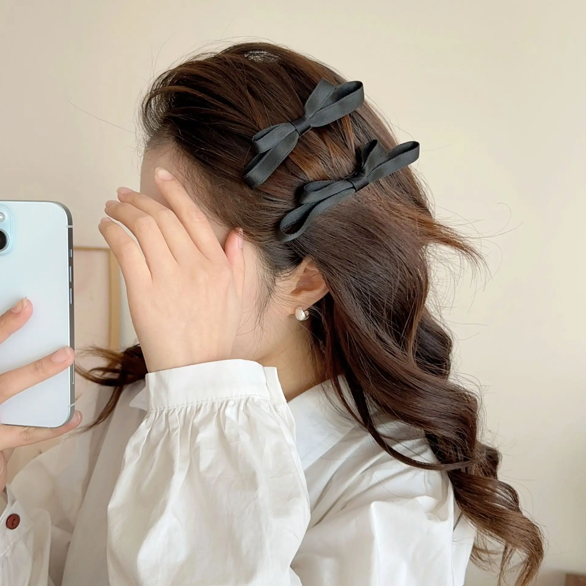 2 قطعة/المجموعة الشريط القوس مقاطع الشعر دبابيس الشعر النساء الفتيات الحلو الوردي دبابيس الشعر الكبيرة المشابك Hairgrip إكسسوارات الشعر