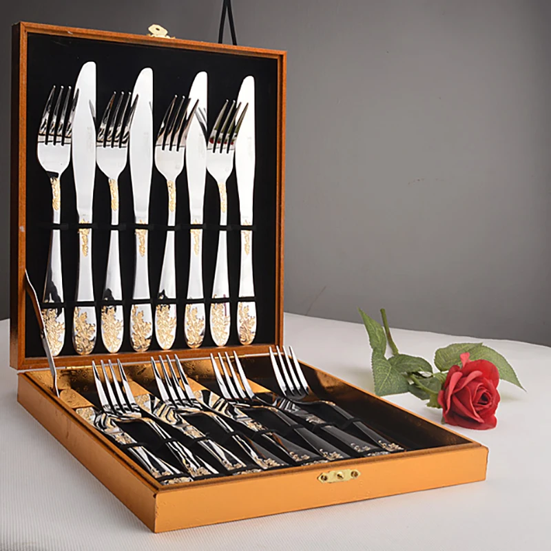 Luxury Full Tableware 72-pieceTableware Set Knife Fork Spoon Cutlery Tableware Kitchen Kitchenware Vaisselle Kitchen Utensils