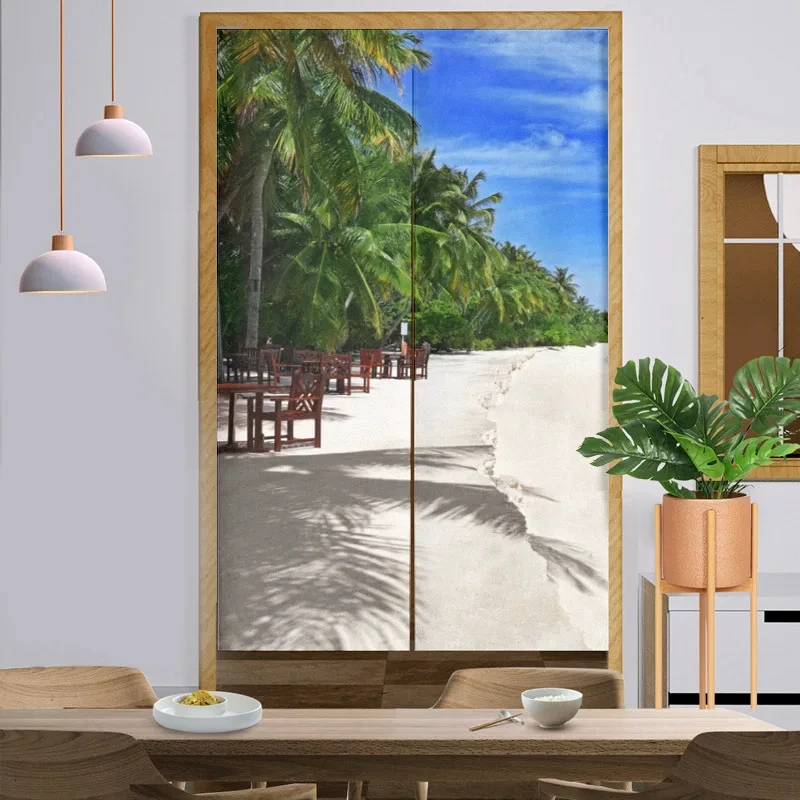 

Natural Scenery Print Door Curtain Bedroom Kitchen Partition Curtain Office Room Door Curtain Entrance Hanging Half-Curtain