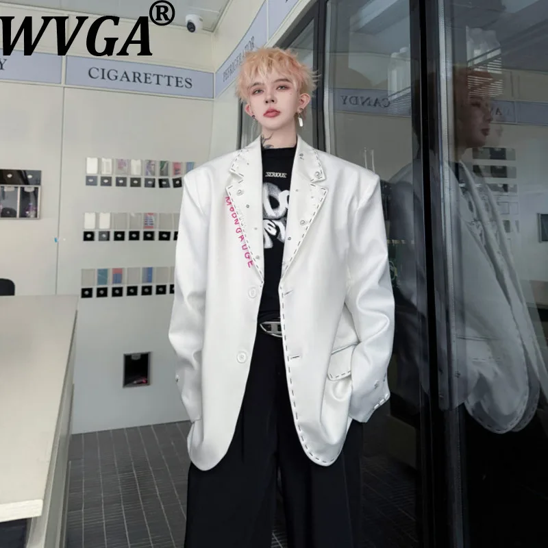 

WVGA 2026, весенний новый мужской пиджак с цветными блоками и надписями ручной работы, дизайн с бисером, мягкий пиджак на плечах, нишевая шикарная куртка Ins W18401