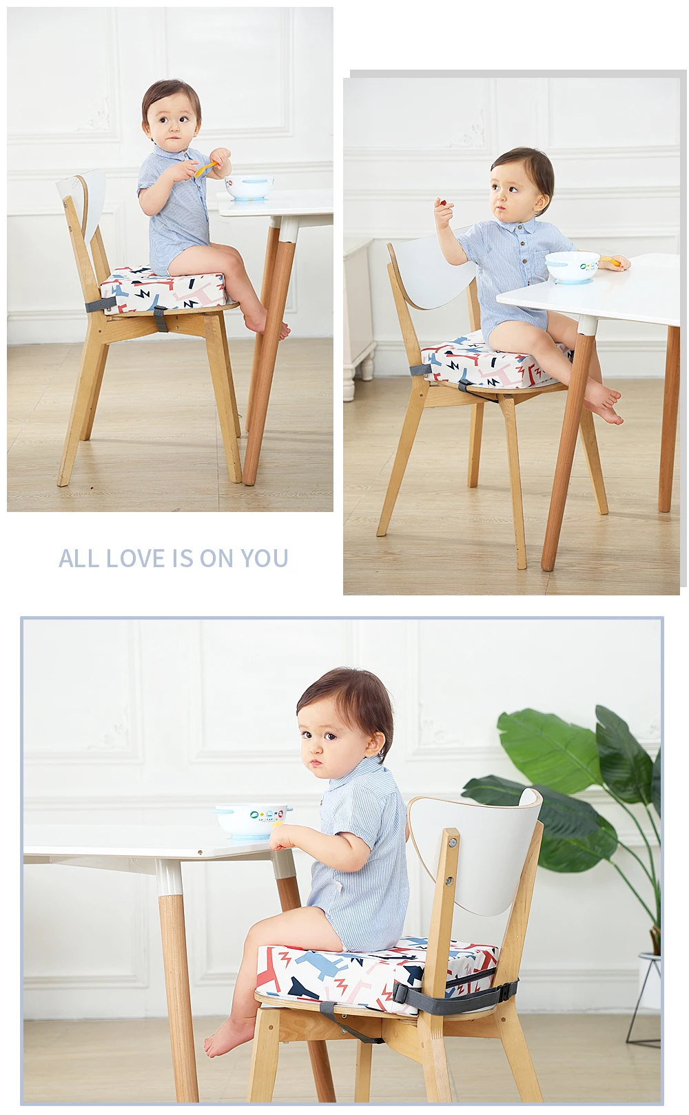 INSULAR Children Increased Chair Pad Anti-Skid Increase Seat Baby Dining Cushion Adjustable Chair Booster Cushion Multifunction