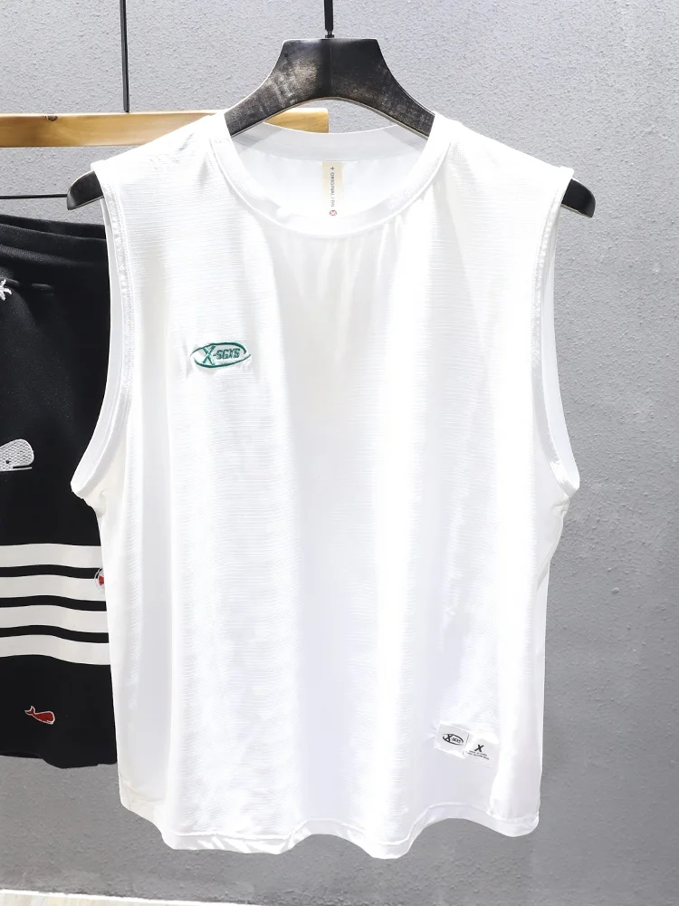 

Мужская спортивная майка из ледяного шелка на бретелях, свободного кроя, большого размера, быстросохнущая, для фитнеса