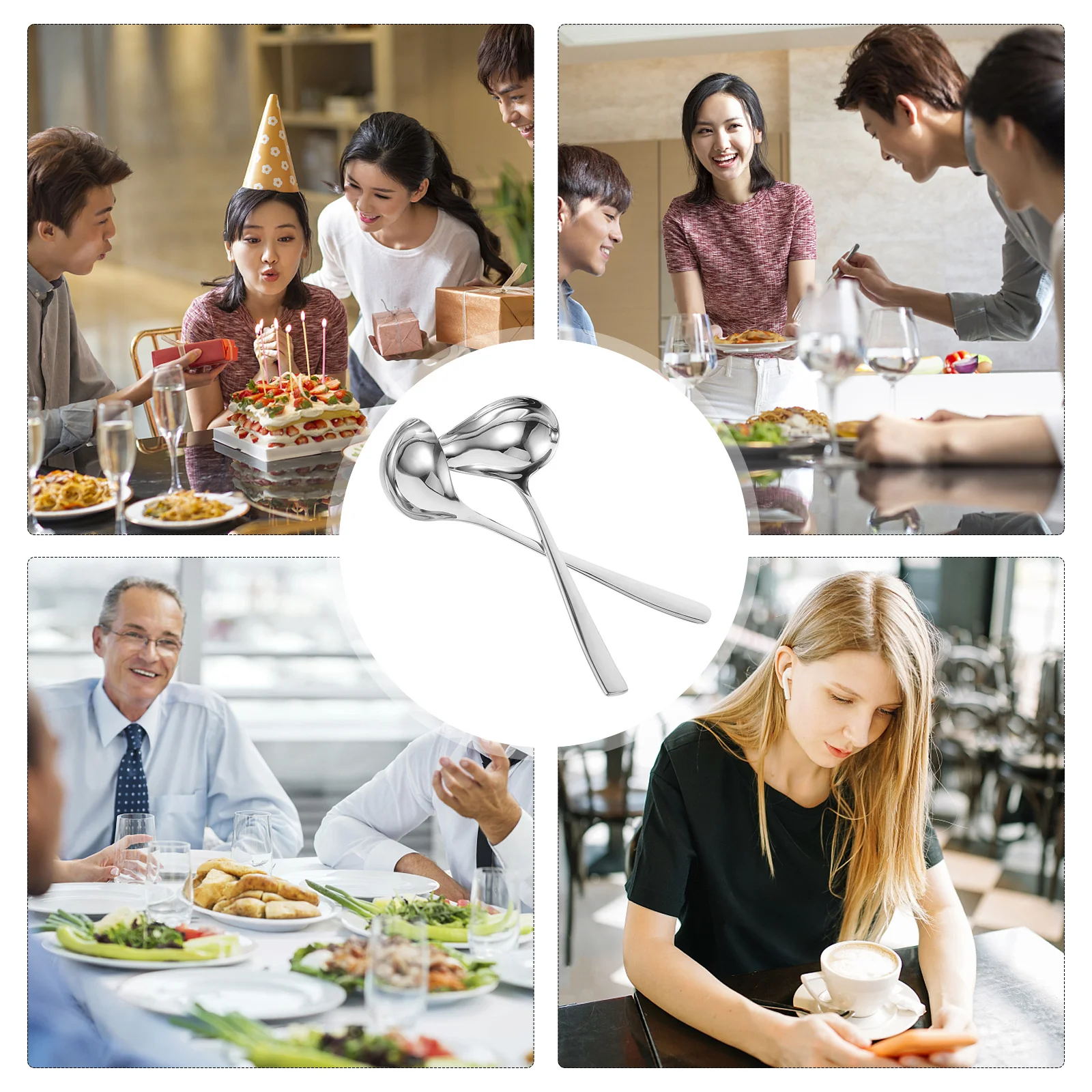 

1 set Stainless Steel Duckbill Sauce Spoon Long Handle Gravy Ladle With Spout For Small Soup Serving Kitchen Accessory