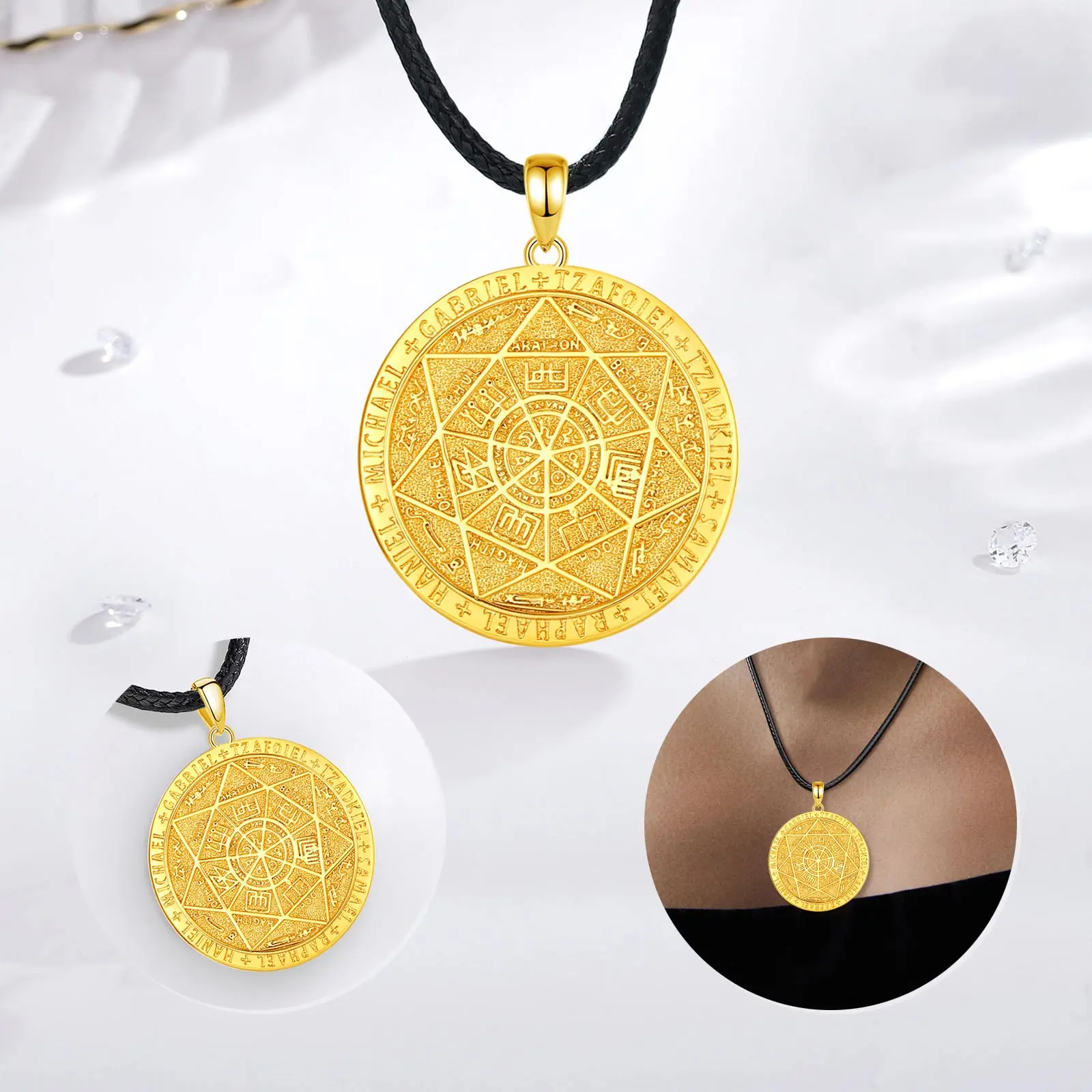 Eudora 925 Sterling Silver Seven Archangels collana 18k Gold Rune Seal amuleto ciondolo gioielli religiosi regalo per uomo donna