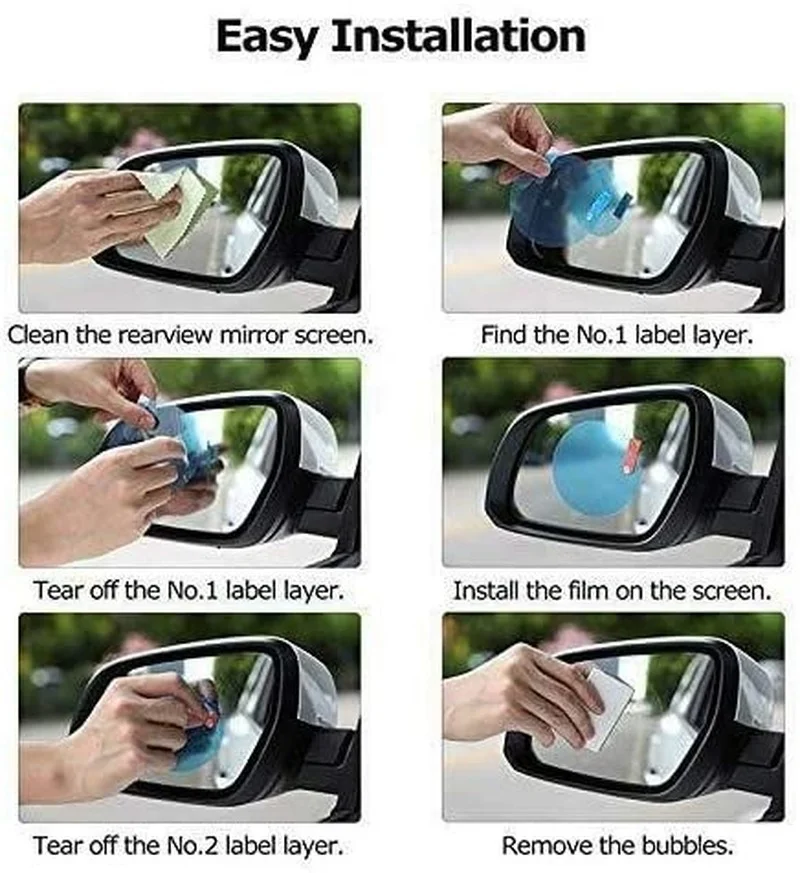 1/2Pcs For All Sizes Car Truck Rearview Mirror Rain-proof Film Waterproof Anti-fog Mirror Stickers Car Window Rain Protector