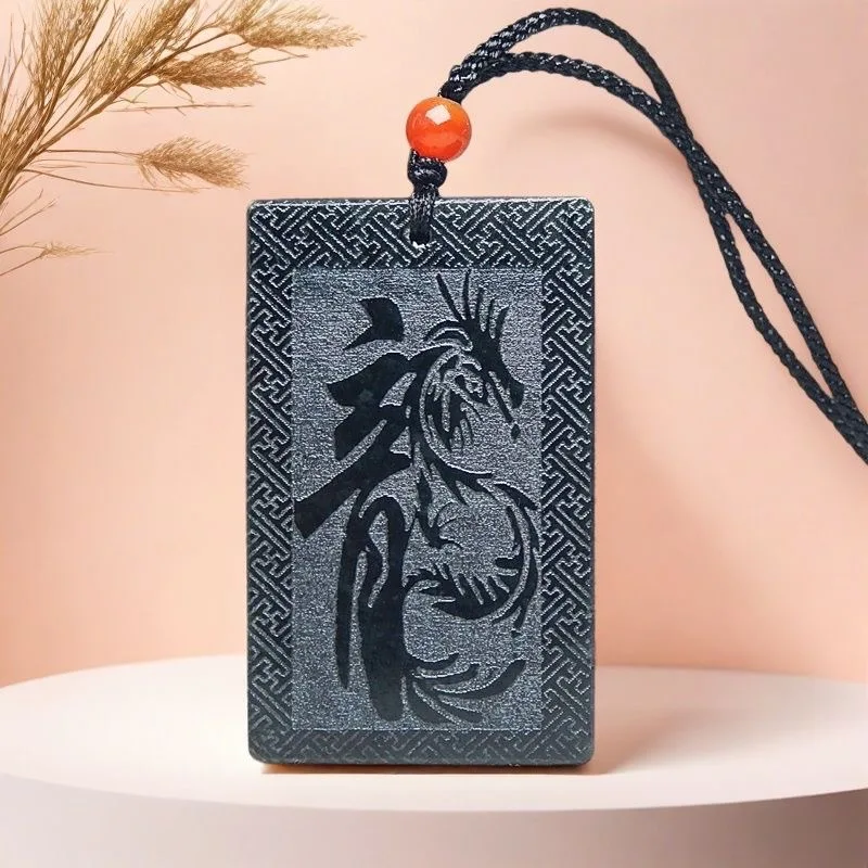 

Dark Green Natural Hand-carved Dragon Pendant Fashion Boutique Jewelry for Men and Women Dragon Jade Necklace Gift