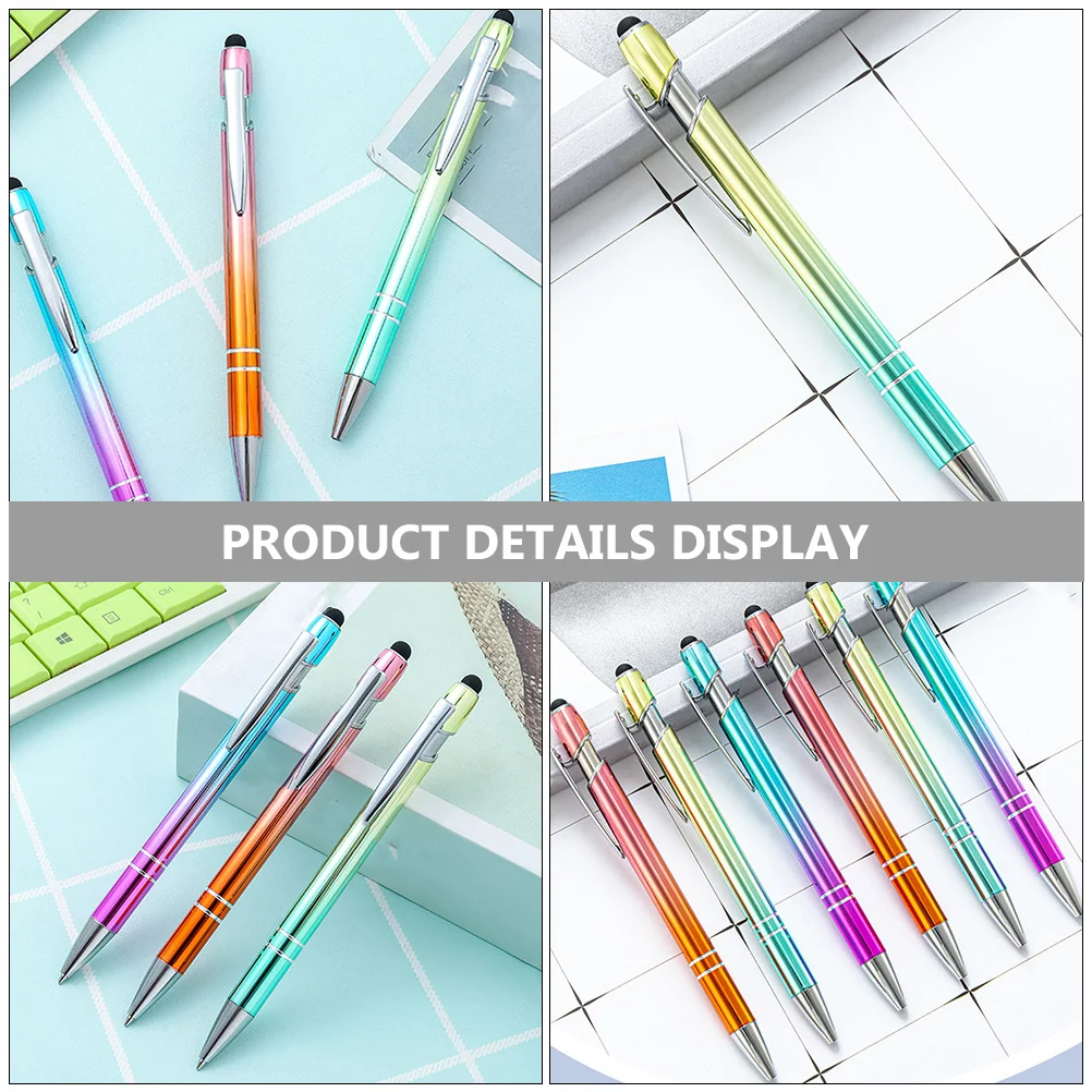 

6 шт. металлические шариковые ручки с сенсорным экраном, портативные школьные и офисные многоцветные гладкие письменные принадлежности, эргономичные аксессуары для письма