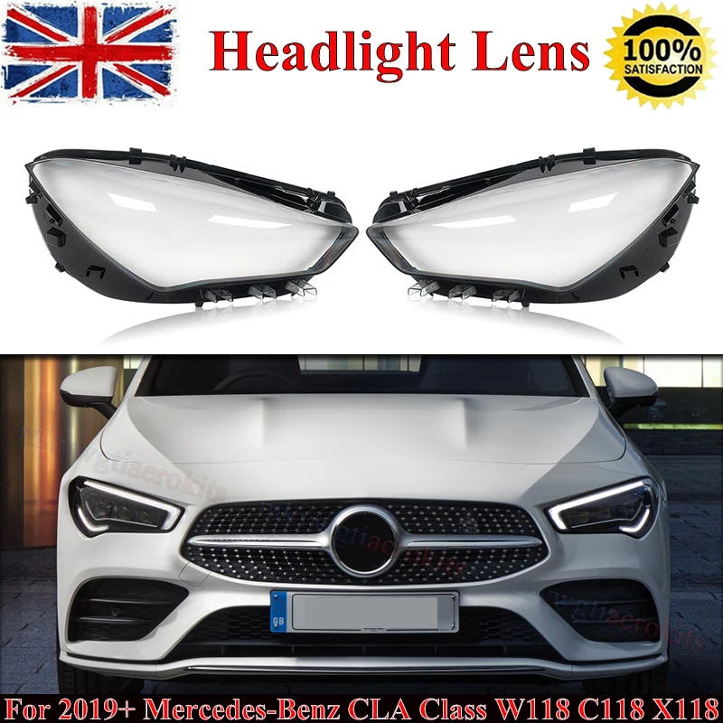 SAIQINGSP 1 Pair of Headlight Lens For 2019-2022 Mercedes-Benz CLA Class W118 C118 X118 Models Car Accessories Tools