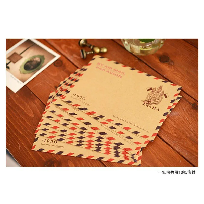 Vintage Kraft Paper Postmark Envelope Four Styles Randomly Shipped Large Storage Envelope Envelopes for Letters