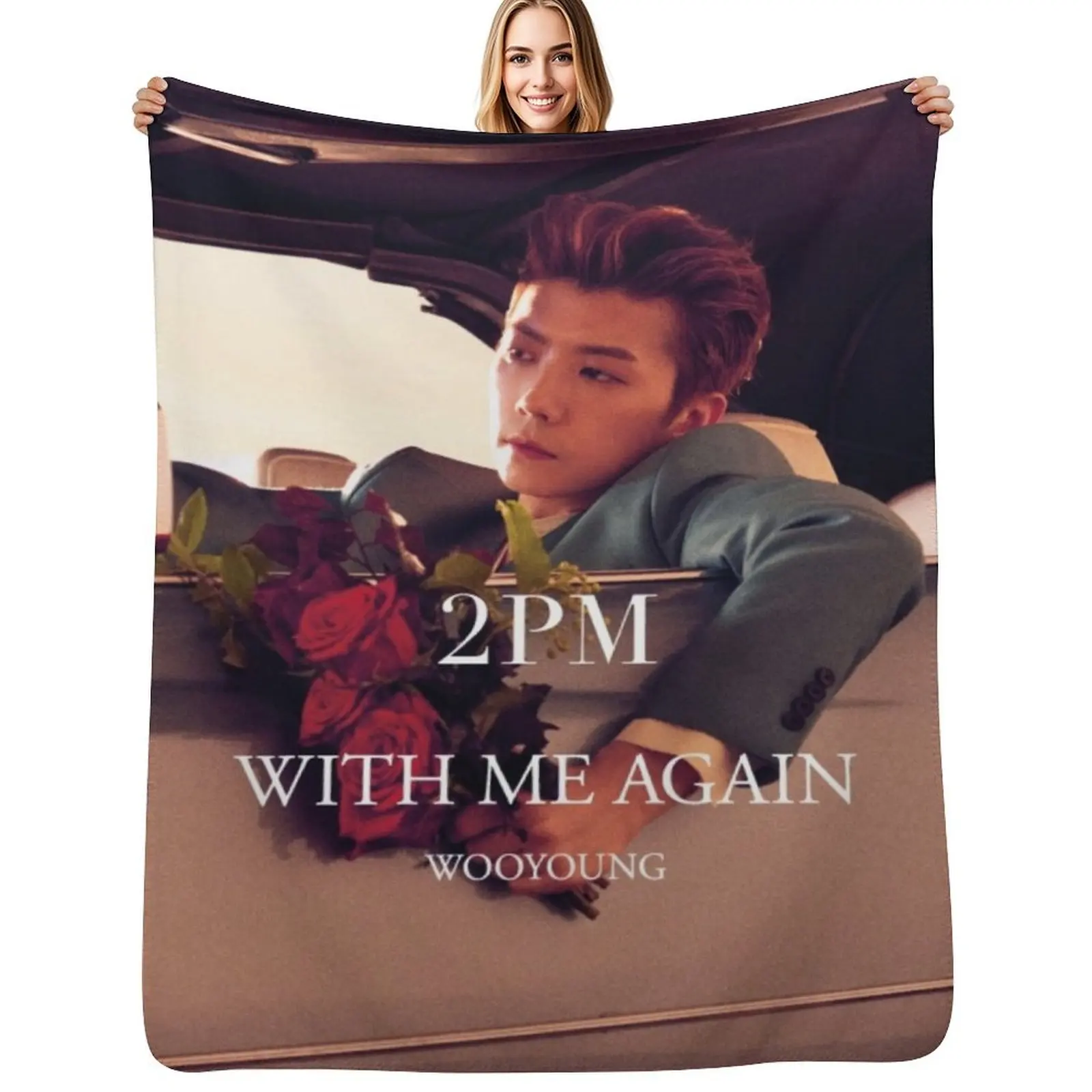 2PM With Me Again - WOOYOUNG Throw Blanket Compact Warm Blanket for Car Road Trip