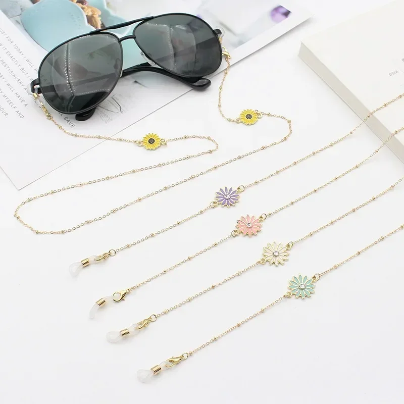 Cute Fashion Girls Women Beads Chain Face Cover Necklace Sunglasses Cords Mask Cord Holders Flower Glasses Chain