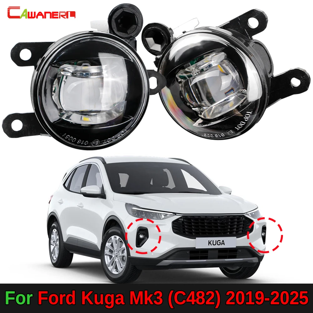 2 X 30W H11 Auto-LED-Linsen-Nebelscheinwerfer Tagfahrlicht-Baugruppe für Ford Kuga Mk3 (C482) 2019 2020 2021 2022 2023 2024 2025