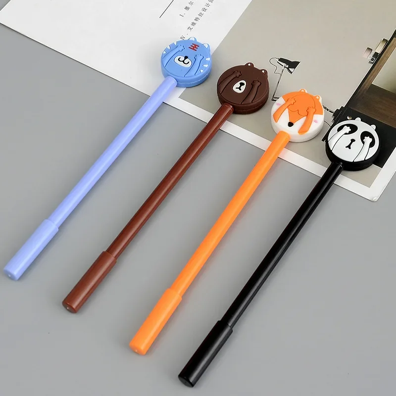 50PCS Korean Creative Stationery Cartoon Cute Masked Shame Animal Black Gel Pens Signature Pen Kawaii School Supplies B