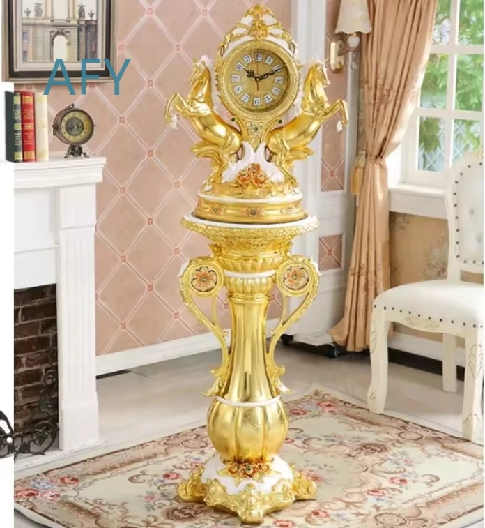 Luxury Horse Table Clock for Home Decoration Living Room Office Desk Decor Wall Mountable Analog Quartz Clock for Modern