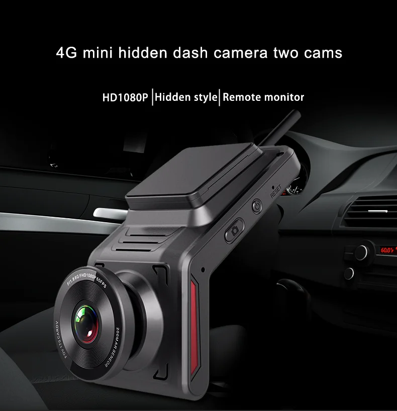 Newest K2 SIM 4G Sim Live View Hidden 2 Inch Dash Cam 1080p HD Dashcam Dual Cameras with Mobile App with Front and Rear Lens