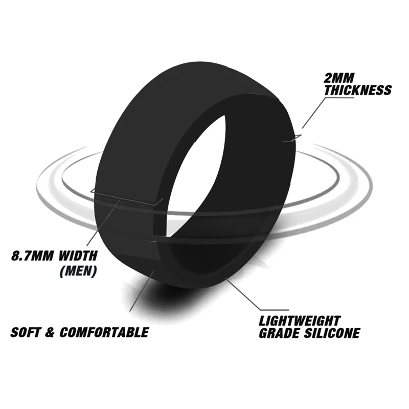 Cincin silikon 8.7mm, populer untuk pria wanita silikon cincin Keren Cincin Pernikahan lingkungan olahraga luar ruangan RingX2 14
