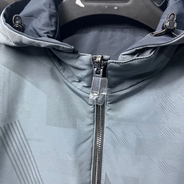 قبعة Jaet 887H غير رسمية للرجال قابلة للفصل دافئة داخلية للخريف والشتاء ey أزرق على الوجهين معطف قطني مع غطاء محرك السيارة وسحاب للإغلاق