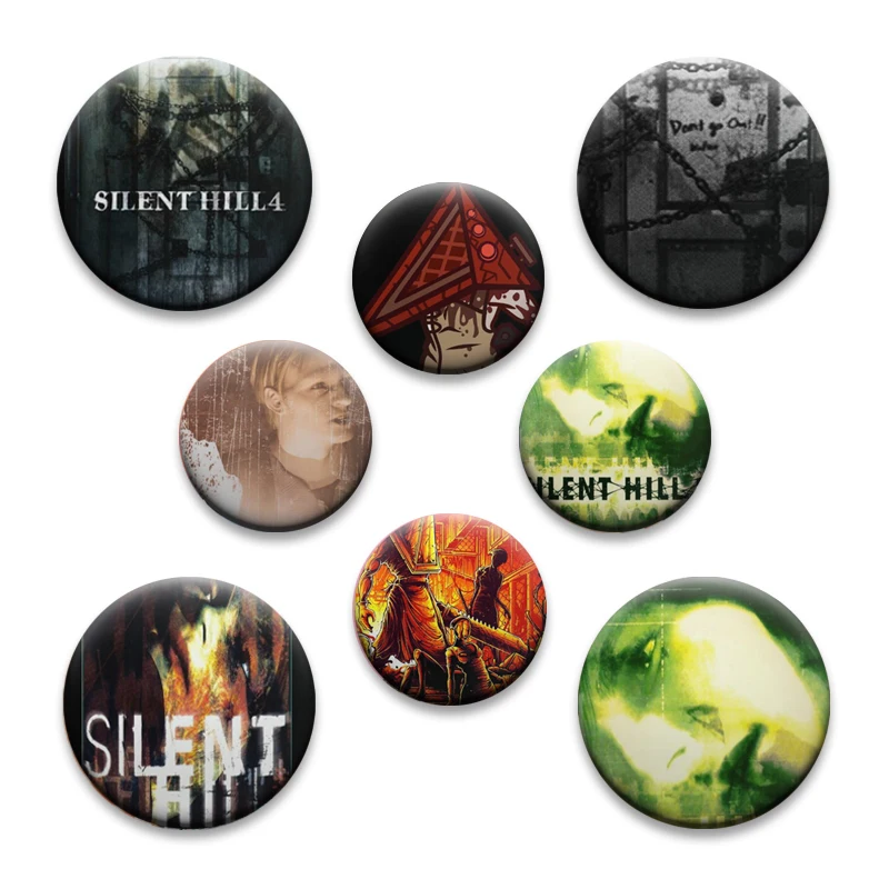 58 mm Silent Hill 1 2 3 4 Soft Button Pins Vintage Halo of The Sun Logo Abzeichen Classics Horror Game Kreative Brosche für Taschendekoration