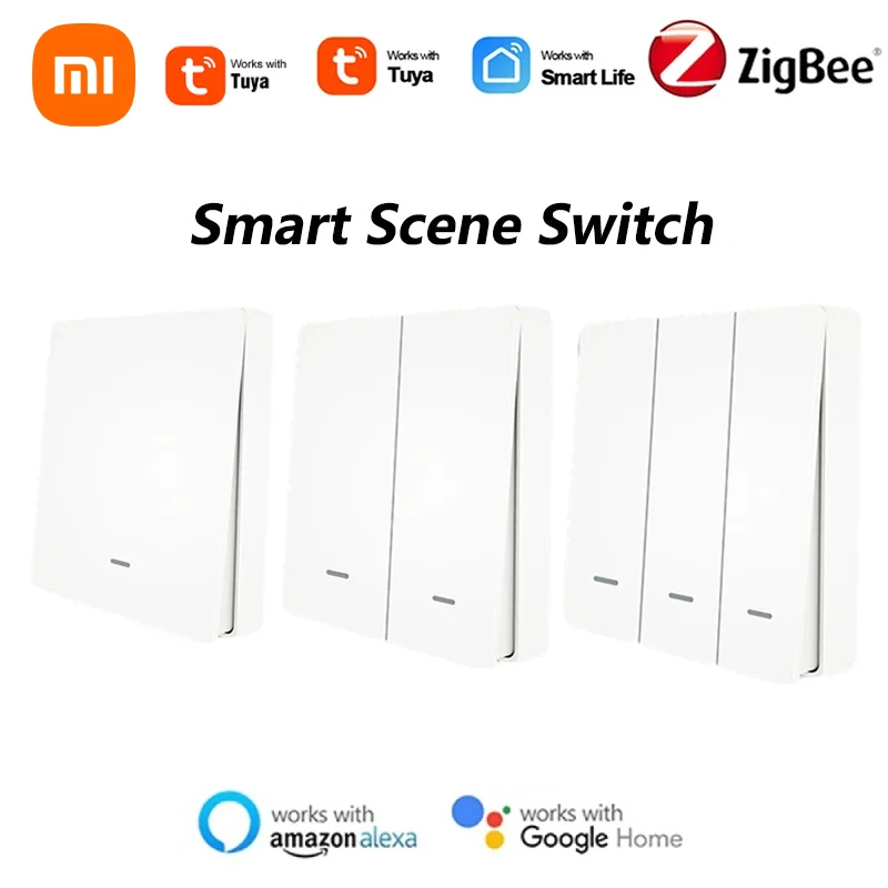 

Xiaomi Tuya Zigbee Smart Switch 1/2/3 Gang Wireless Wall Push Button Scene Switch Powered Smart Home Smart Life Remote Control