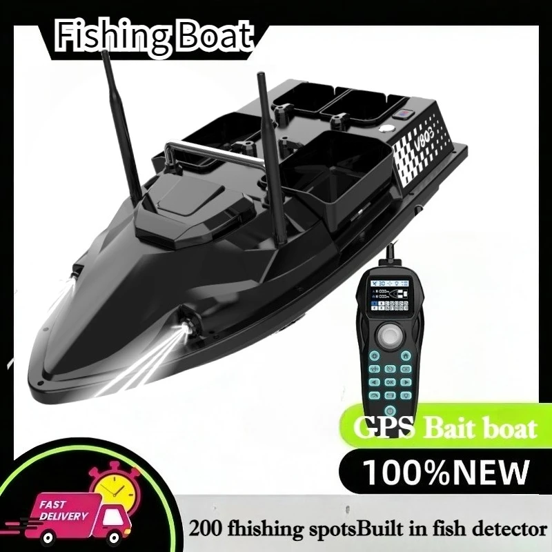 

Радиоуправляемый катер для прикормки V803, дальность 500 м, грузоподъемность 3 кг, 4 бункера, двойная антенна, встроенный эхолот, интеллектуальный круиз-режим, возврат по заданному маршруту, для ночной рыбалки