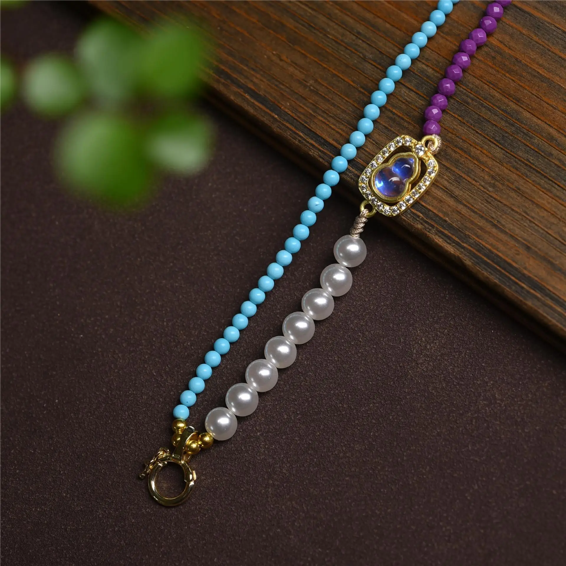 Handmade DIY Pendant Hanging For Men And Women Magnesite Bead Chain Tibetan Ethnic Style Woven Rope Adjustable  Lucky Jewelry