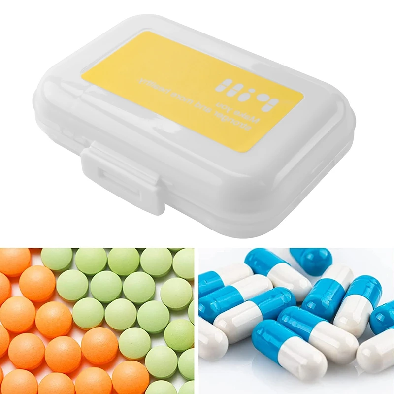 Weekly Pill Box Organizer, 8 Compartments Portable Pill Case, Travel Medicine Organizer And Holder For Purse Or Bag