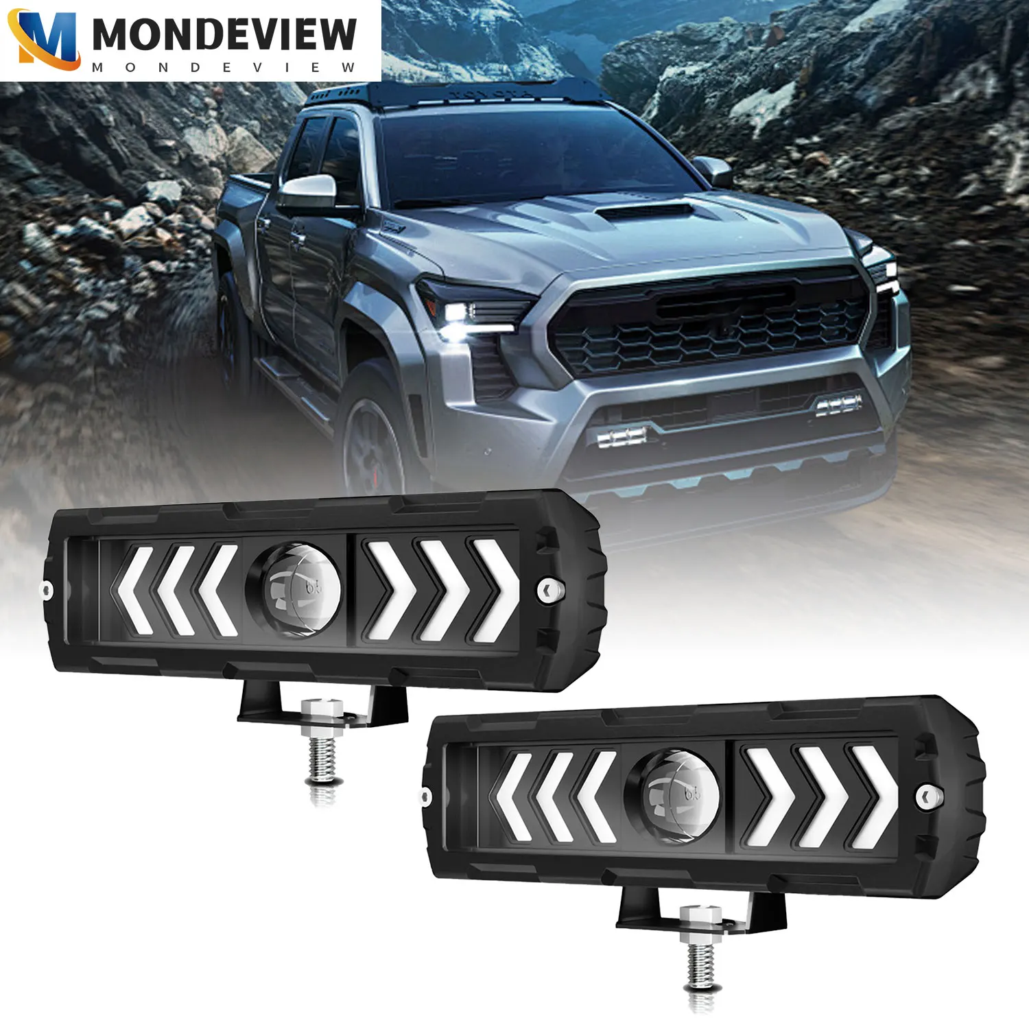 MONDEVIEW S17 6-inch arrow monocular 6000K yellow white light spotlight 10000LM car auxiliary driving light 280W running light