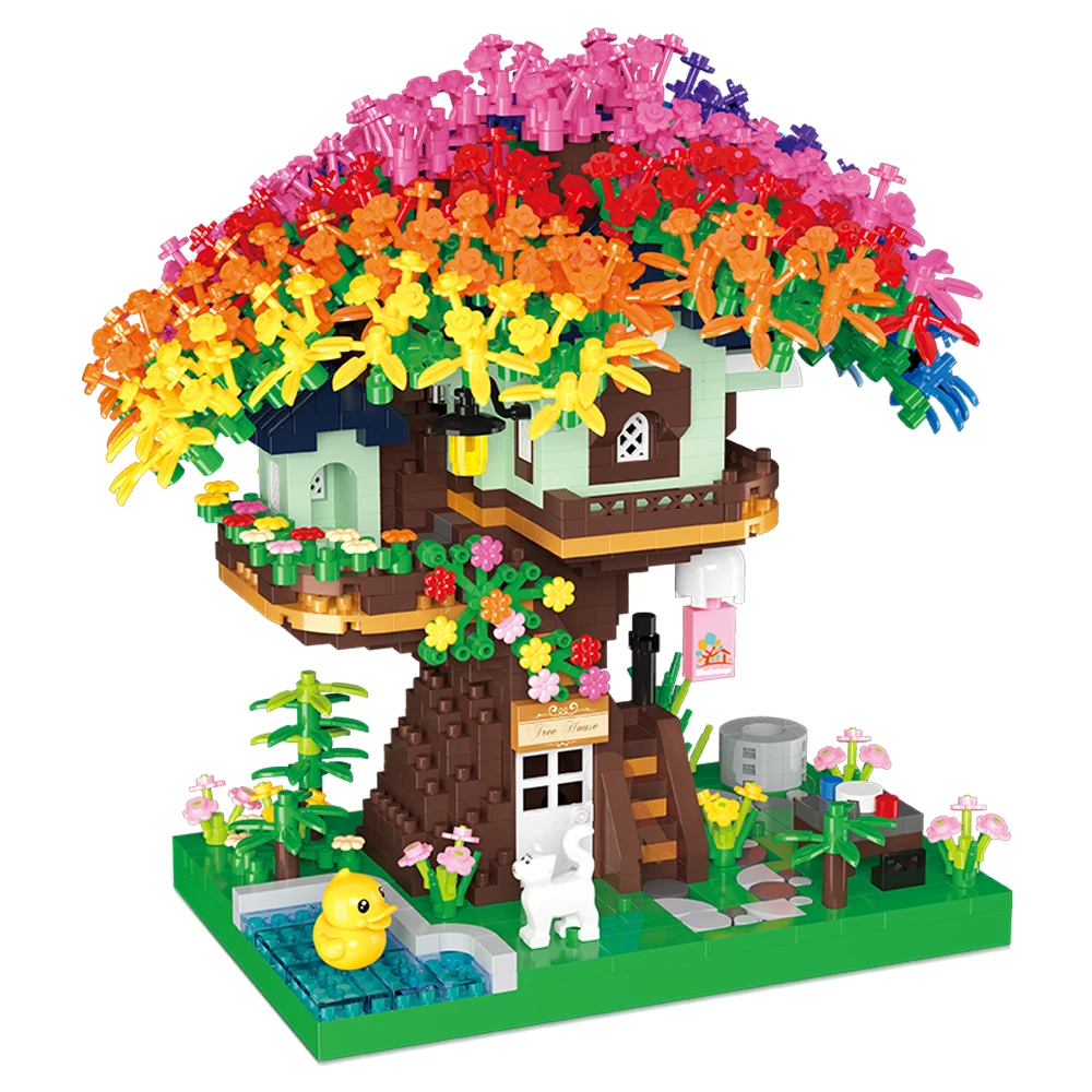 Tree House Building Set for Adults, 1528 Pcs Micro-Particle Ideas Rainbow Treehouse Building Block Toy for Adult