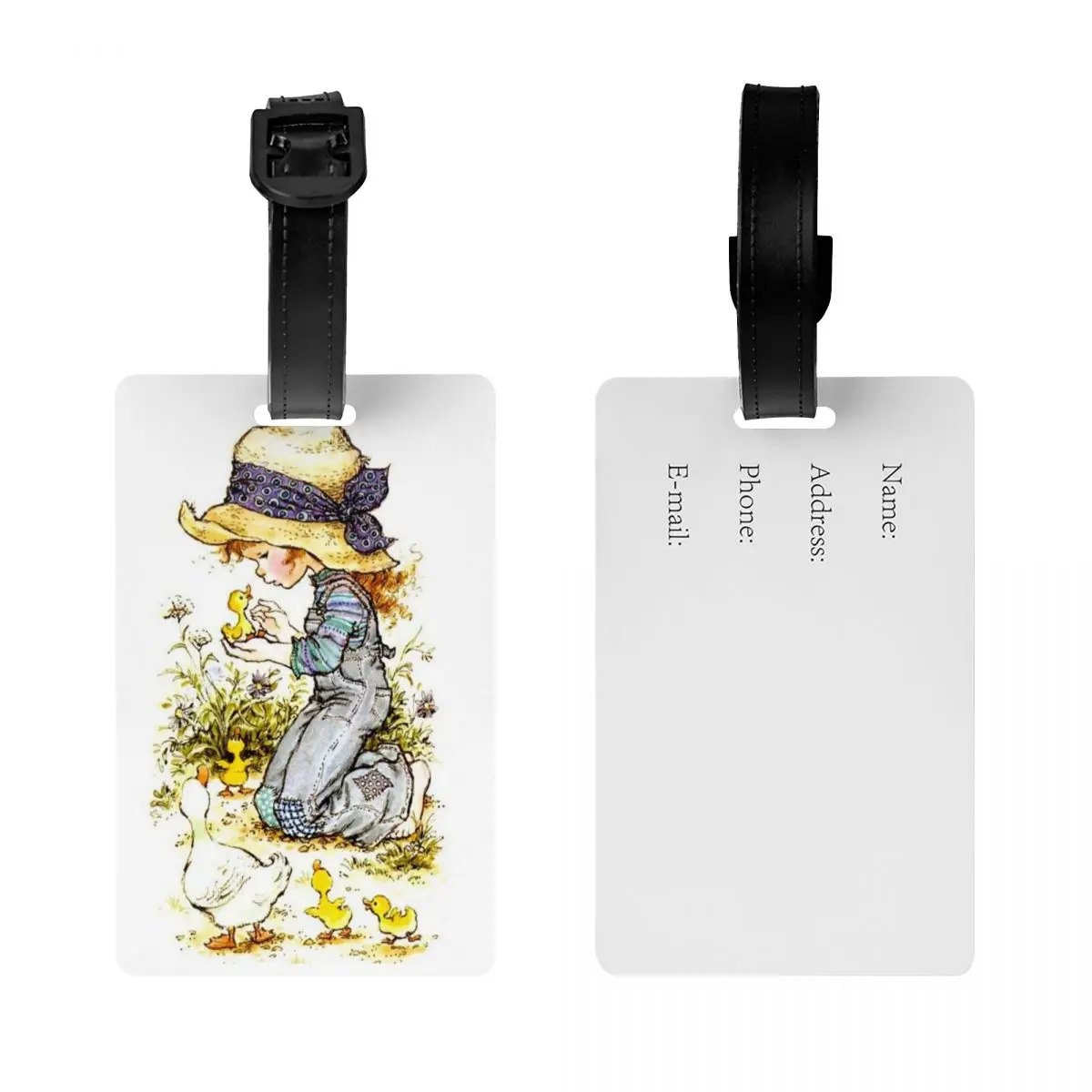 Custom Sarah Kay Luggage Tag With Name Card Flower Girl Privacy Cover ID Label for Travel Bag Suitcase