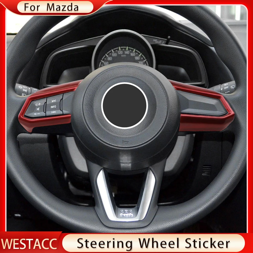 Car Steering Wheel Trim Circle Sequins Cover Sticker for Mazda 3 6 CX-3 CX3 CX-5 CX5 CX8 CX9 Axela Atenza 2017 2018 Accessories