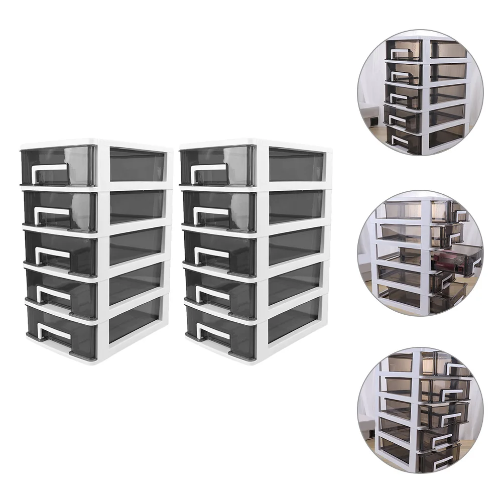 

2pcs Desk Desktop Storage Box 5-Tier Drawer Stationery Holder Bathroom Organizer Multi-Function Storage Cabinet