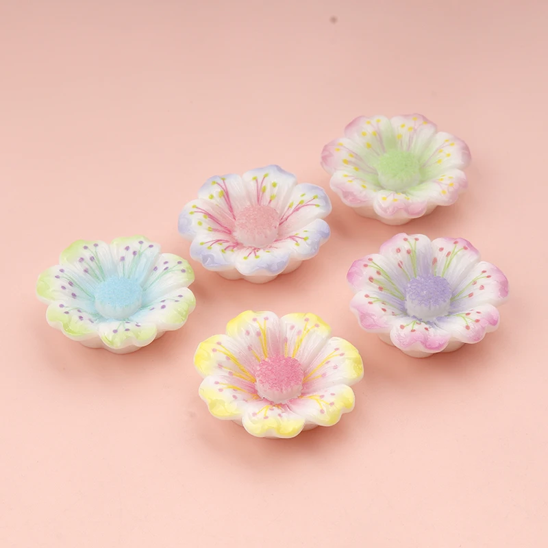 10/100 pièces Cabochons en résine à dos plat, motifs fleurs Kawaii, pour centre de nœuds à cheveux, scrapbooking DIY et décoration de coiffes