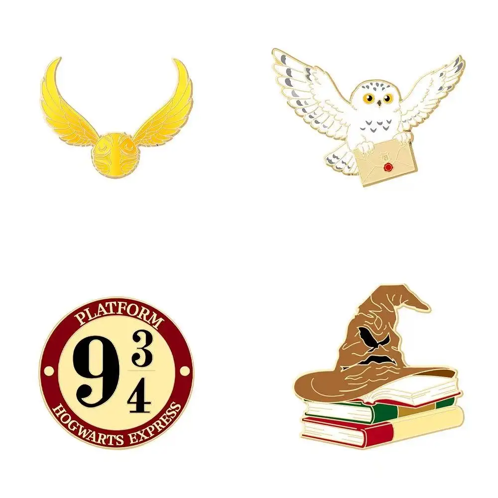 4 Peças Broche de Desenho Animado Criativo e Fofo, Pin Esmaltado, Emblema de Metal para Mochila, Roupa e Joias, Acessórios, Presente