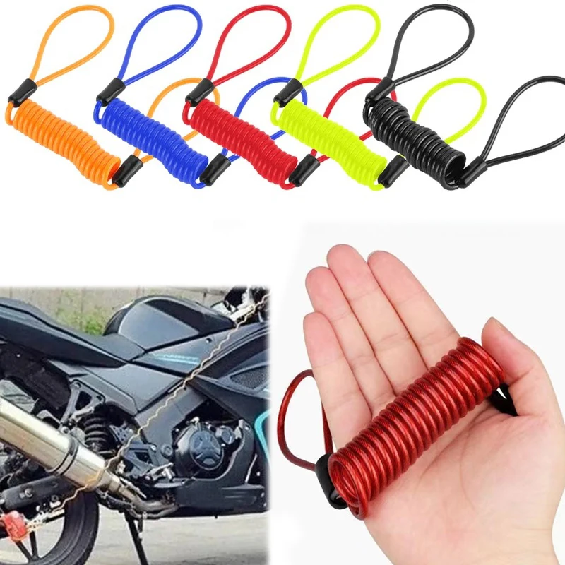 115cm Motorcycle Spring Cable Lock Anti Theft Rope Alarm Disc Lock Moto Bike Scooter Security Reminder Protection Accessories