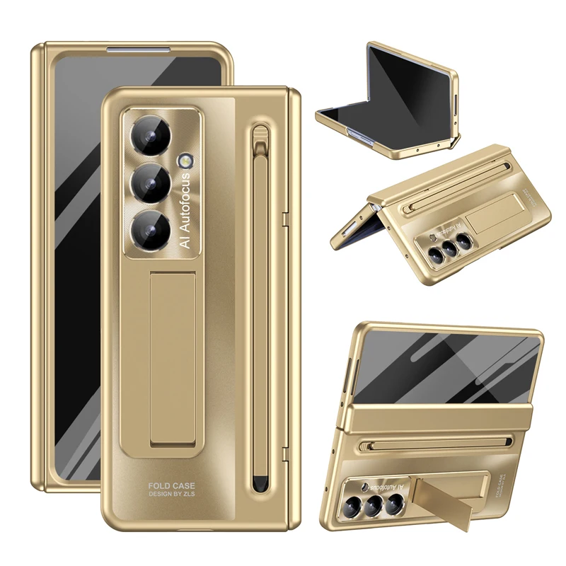 

С стилусом для Samsung Galaxy Z Fold 7, 6, 5, чехол ELVEV, защита от шарниров, жесткая подставка для ПК, складной чехол без переднего стекла