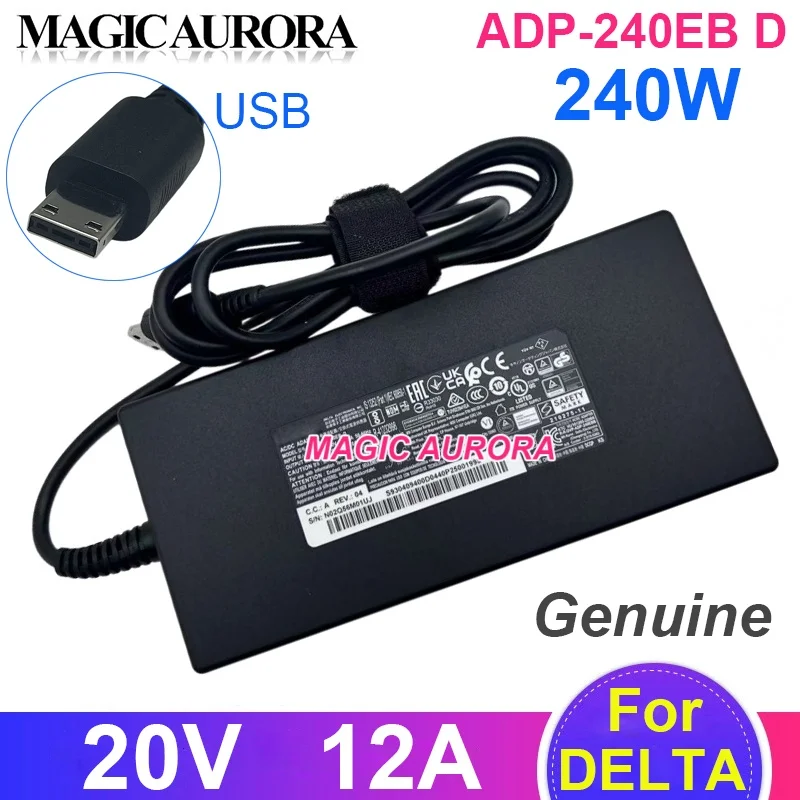 

New DELTA ADP-240EB D Power Adapter 20V 12A 240W For MSI GE66 Dragonshield 11UE 11UG MS-1543 Stealth GS77 12UE GE76 GP76 GP66