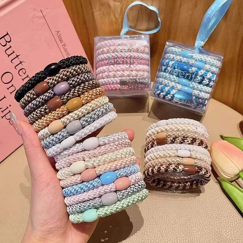 8pcs/Set Hair Tie Basic Hair Rope Set Cute Hair Ring Ponytail Holder Rubber Band Hair Accessories Korean Style