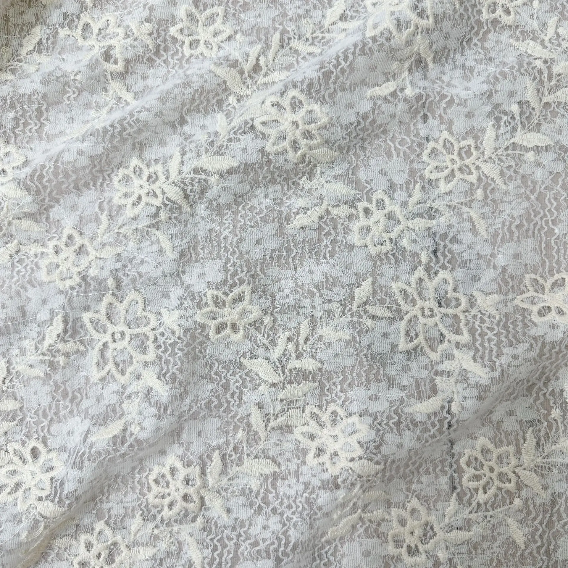 

New Lace Jacquard Mesh Fabric Floral Embroidery Fabric Wedding Dress Handmade Gauze Skirt Shirt Tablecloth Fabric