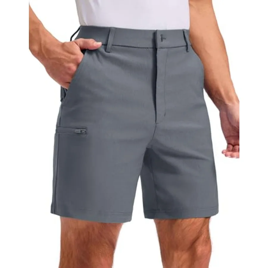 

Мужские повседневные шорты Pudolla, 7/9 дюймов, шорты для гольфа, эластичные рабочие шорты для мужчин с 4 карманами, быстросохнущие, легкие