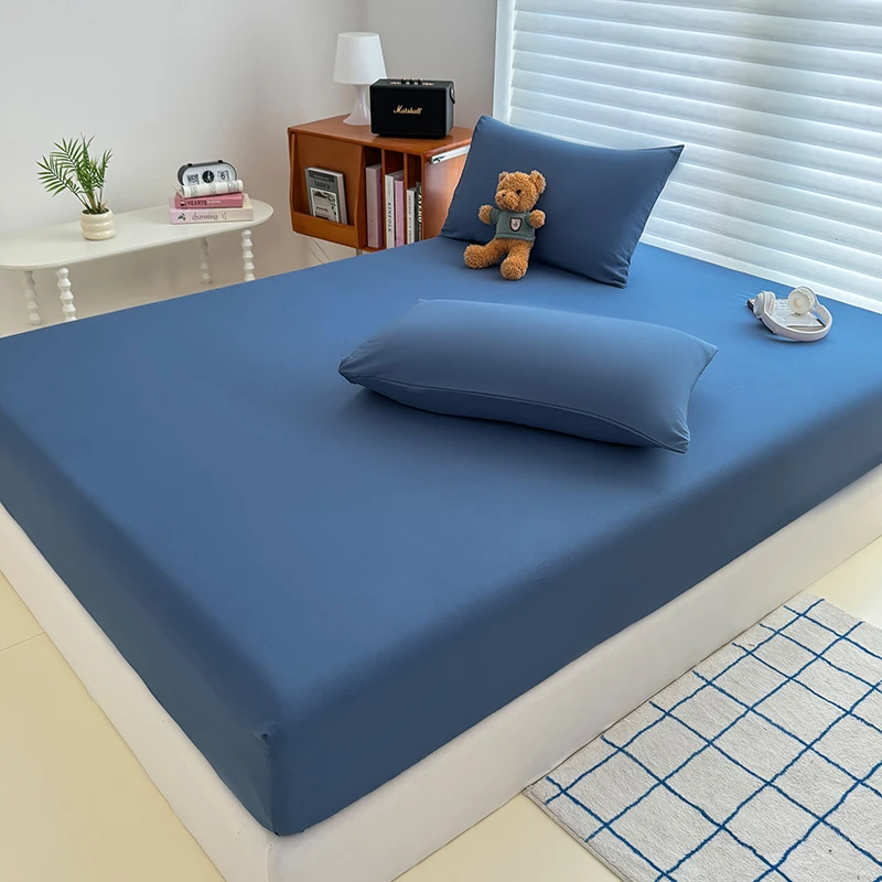 Gewaschenes Spannbetttuch mit Gummibändern, rutschfester, verstellbarer Matratzenbezug für Einzel-, Doppel-, King-Size- und Queen-Size-Betten, 90 x 200, 150 x 200 180