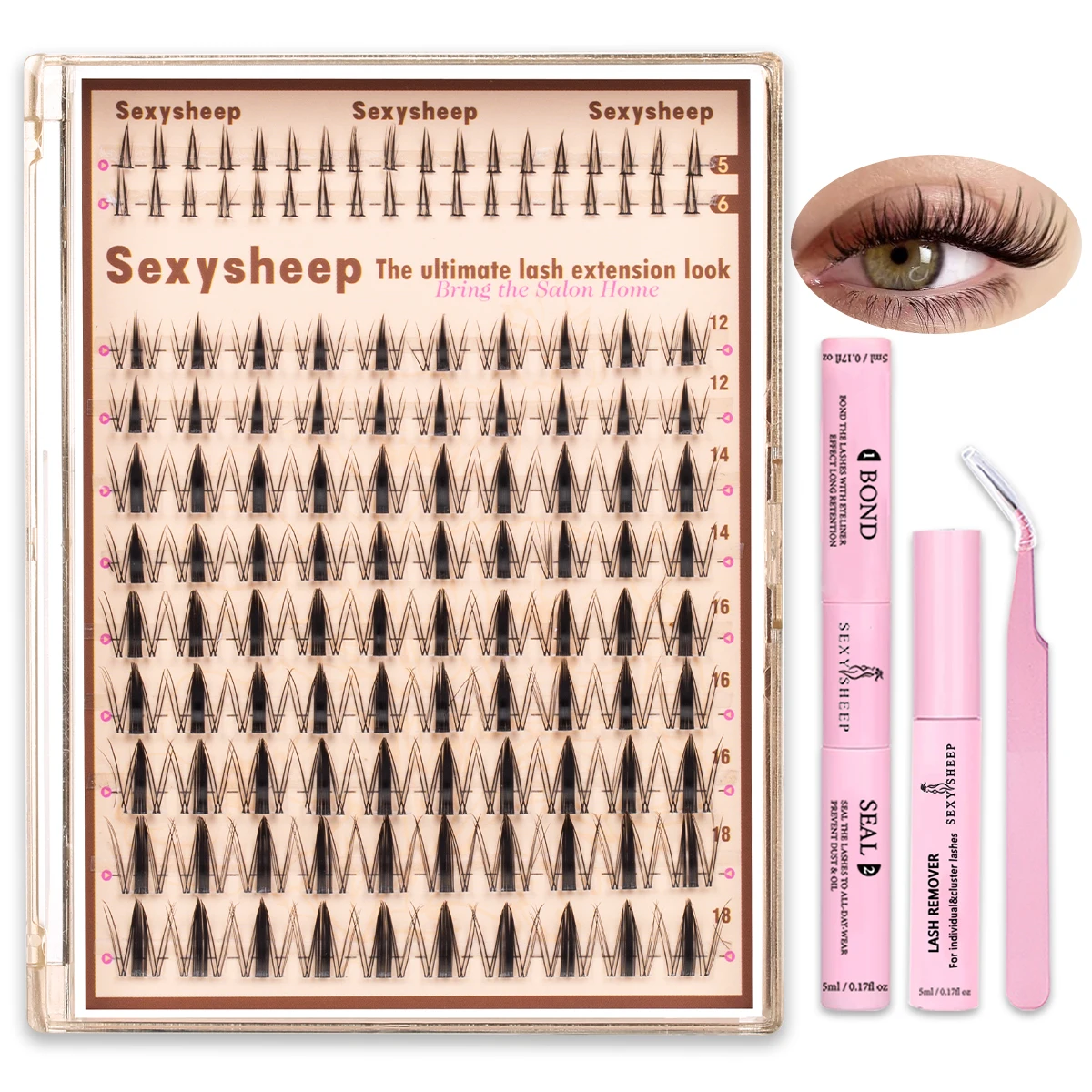 DIY Wimperncluster Manga Einzelwimpern Wispy Wimpernverlängerungsset Natur mit Wimpernbindung und Dichtungsentferner Wimpernpinzette