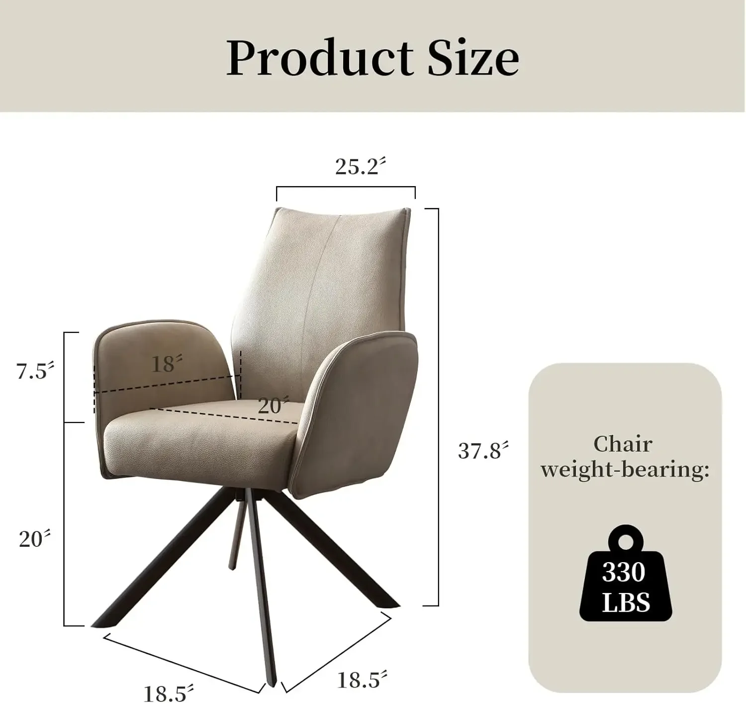 Modern Desk Chair no Wheel, Ergonomic Office Chair Home Office Upholstered Chair, Swivel Arm Chairs with Metal Legs, Computer