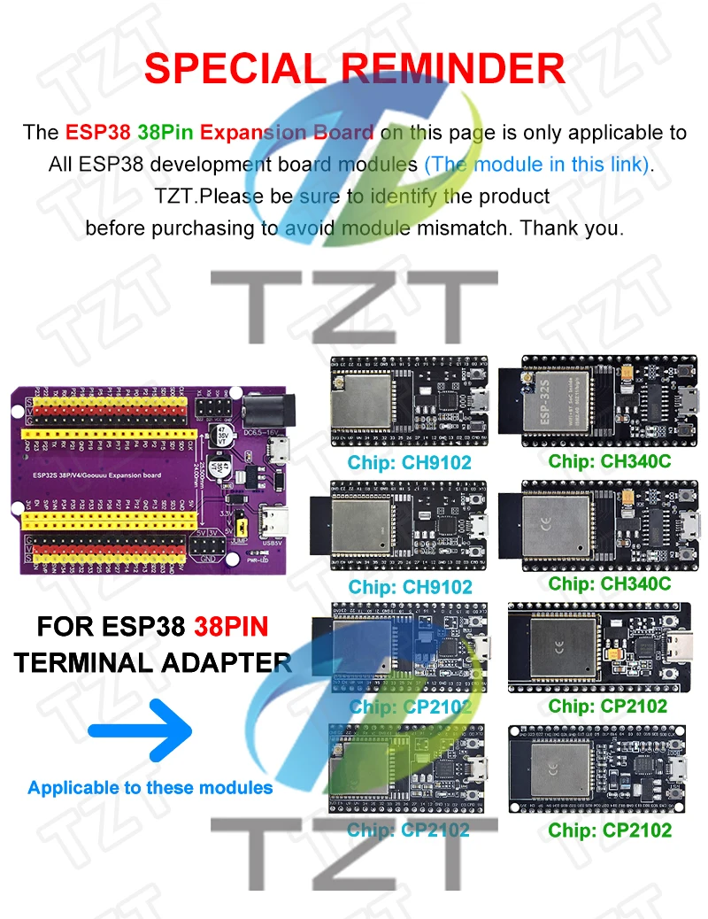 ESP32 Entwicklungsboard TYPE-C/MICRO USB CP2102 WiFi+Bluetooth Dual-Core ESP32-DevKitC-32 ESP-32 Erweiterungsplatine 38 PINs – Detail 1