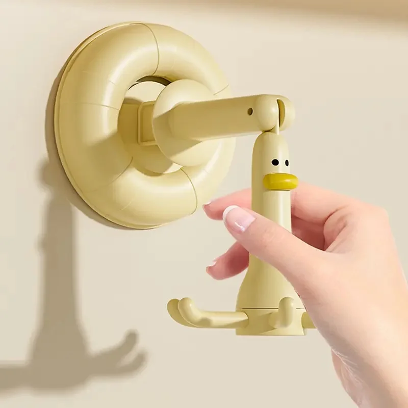 1 قطعة خطافات فائدة قابلة للتعديل مع كوب شفط 360 °   منظم منزلي إبداعي متعدد الوظائف بتصميم بطة دوارة على الحائط