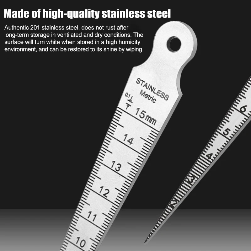 Ruler for Gap Measuring, 1-15mm Stainless Steel Taper Gauge Tool