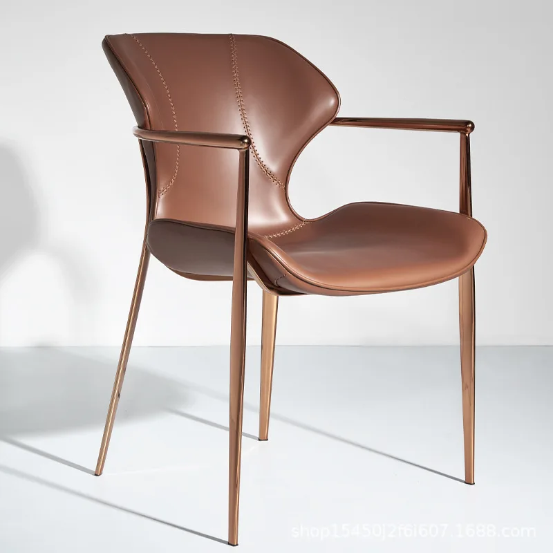 Luxury Restaurant Dining Chair Armrest Brown Modern Design Dining Chair Lounge Bedroom Italian Sillas Comedor Furniture Home