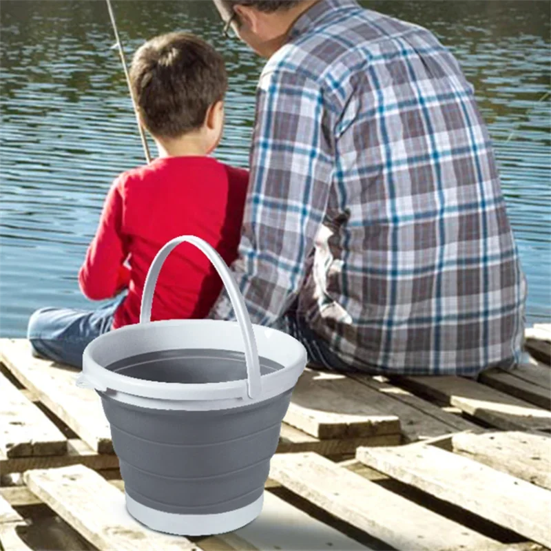 Folding Bucket Portable Folding Silicone Car Wash Outdoor Camping Fishing Travel Bucket Collapsible Household Cleaning Items