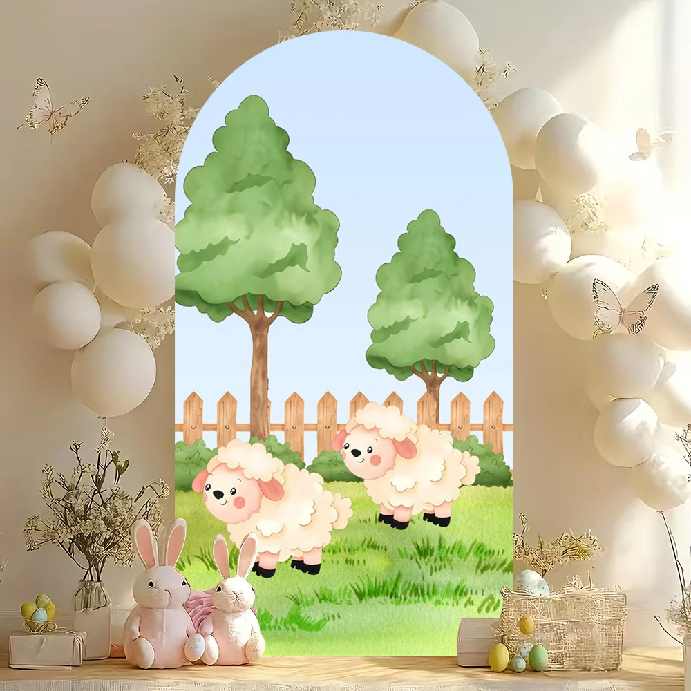 

Farm Animal Barn Arch Backdrop Tractor Windmill Pattern Decor For Kids Birthday Party Baby Shower Photo Booth Background Decor