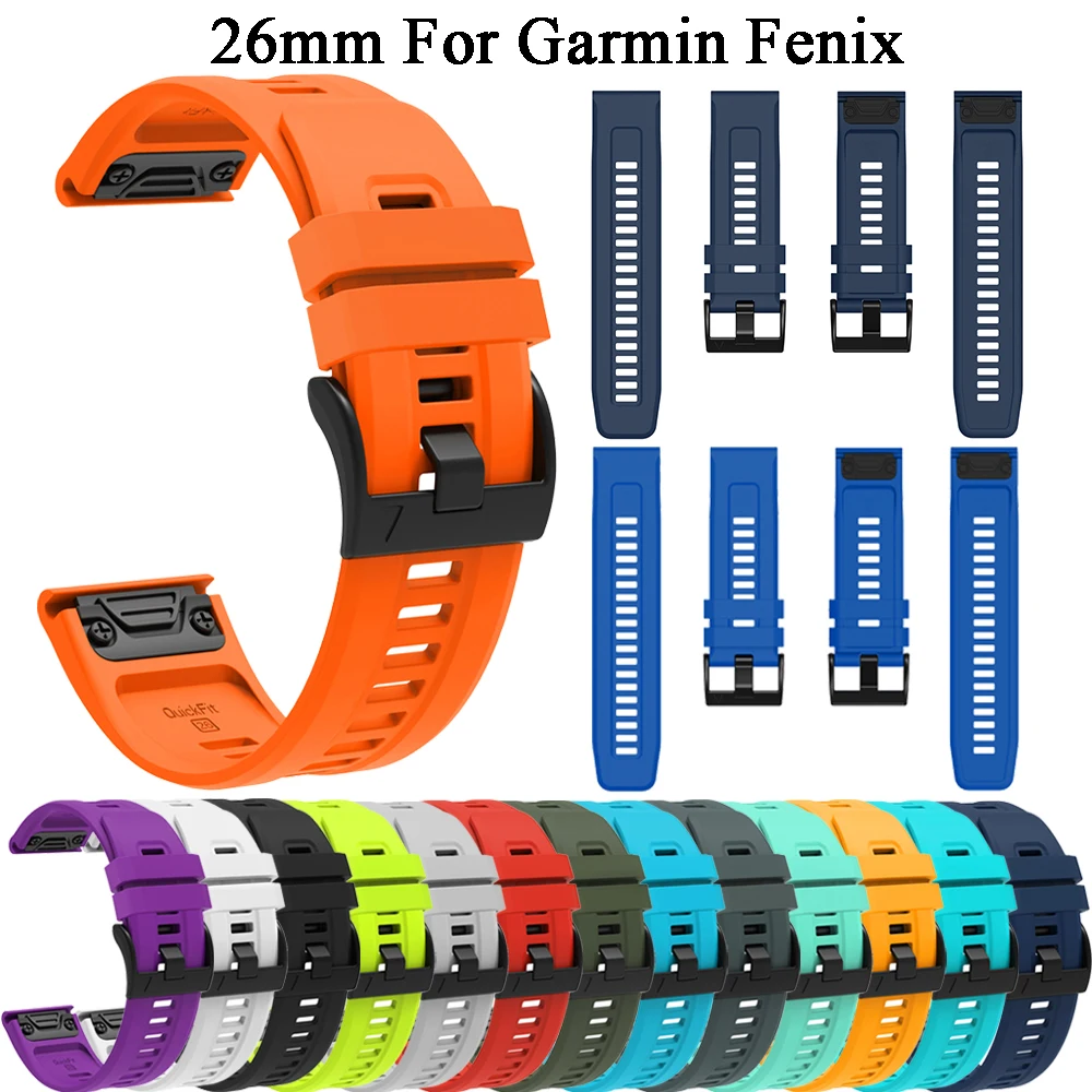 Cinturino sportivo in Silicone da 26mm per cinturino Garmin Fenix 7X 6X 6XPro 5X 5X plus Easyfit per cinturino Fenix 3 HR a sgancio rapido