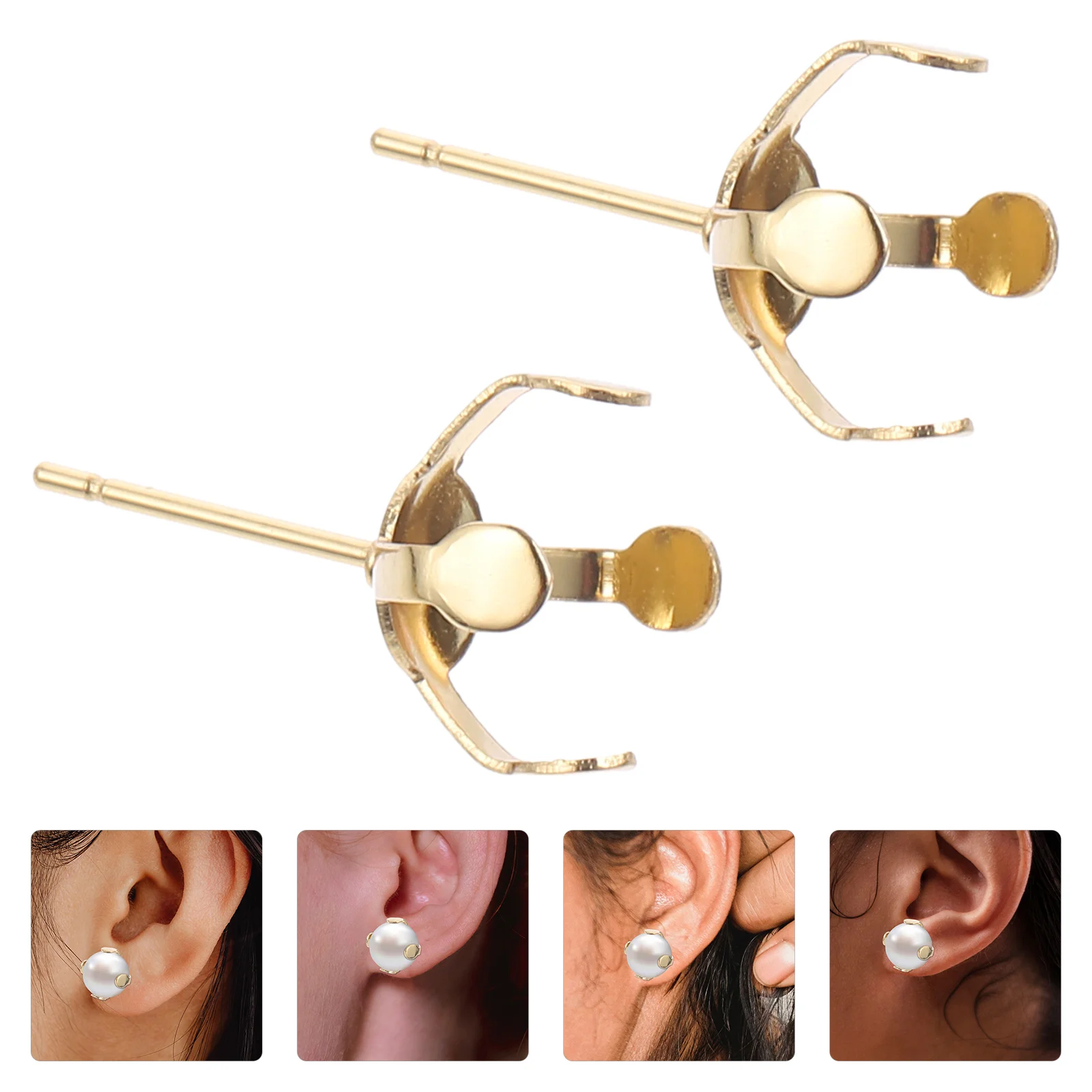 

20 Pcs Claw Holders Stainless Steel Making Accessories Jewelry Kit Posts Blanks Earring Findings Earring Backings
